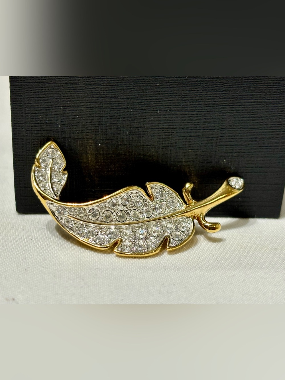 Gold Crystal Leaf Brooch - Women Jewelry